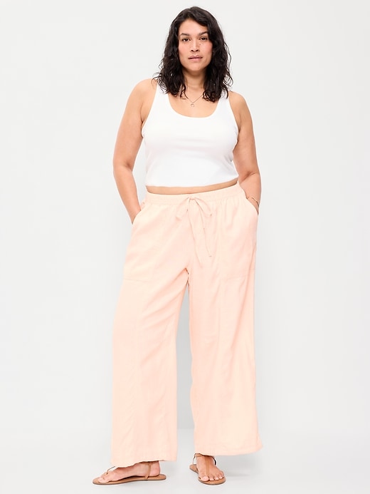 Image number 6 showing, Mid-Rise Linen-Blend Cinched-Ankle Pants