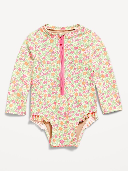 Image number 1 showing, Long-Sleeve Rashguard Swim One-Piece for Baby