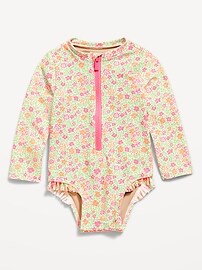 Image number 1 showing, Long-Sleeve Rashguard Swim One-Piece for Baby