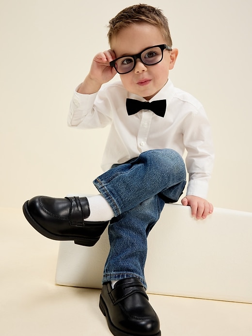 Image number 1 showing, Long-Sleeve Bow-Tie Poplin Shirt for Toddler Boys