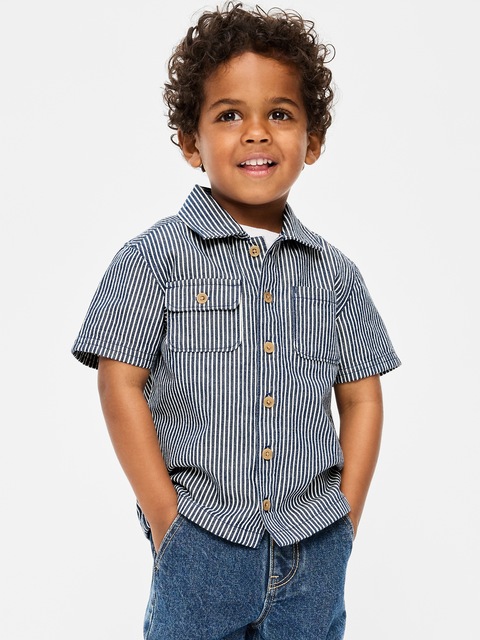 CHEMISE UTILITAIRE RAYÉE À MANCHES COURTES POUR TOUT-PETIT