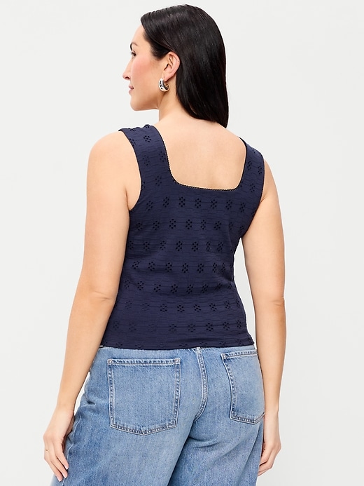 Image number 7 showing, Seamed-Bodice Eyelet Tank Top