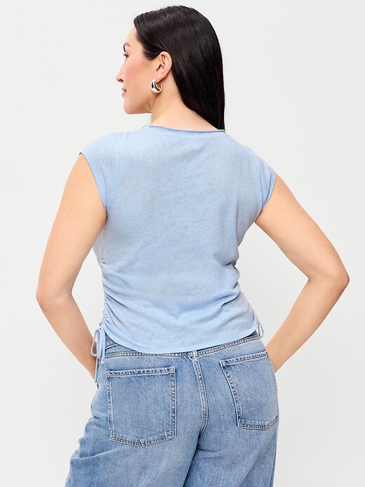 Image number 7 showing, Cap-Sleeve Shirred Side Top