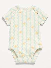 Image number 1 showing, Printed Short-Sleeve Ribbed Bodysuit for Baby