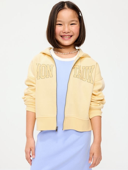 Image number 1 showing, Favorite Fleece Graphic Zip-Front Hoodie for Girls