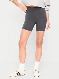 Image number 2 showing, High-Waisted Jersey Biker Shorts -- 6-inch inseam