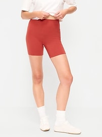 Image number 2 showing, High-Waisted Jersey Biker Shorts -- 6-inch inseam
