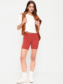 Image number 1 showing, High-Waisted Jersey Biker Shorts -- 6-inch inseam