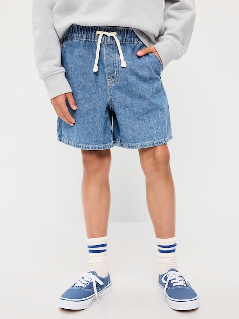 Above Knee Super Baggy Pull-On Jean Shorts for Boys