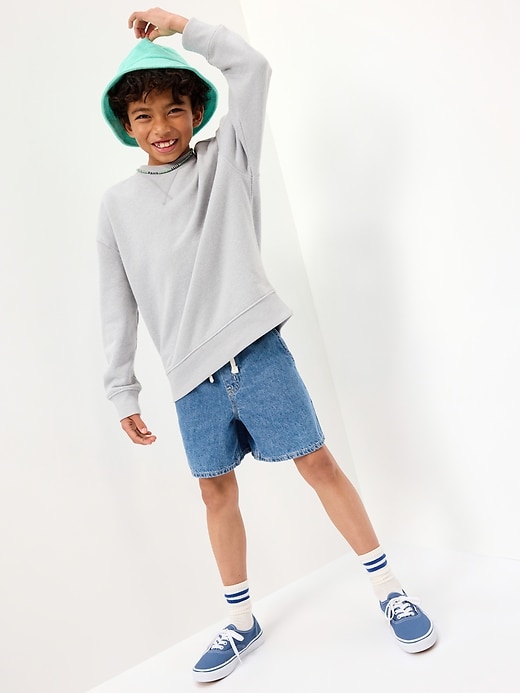 Image number 3 showing, Above Knee Super Baggy Pull-On Jean Shorts for Boys