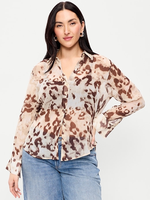 Image number 4 showing, Chiffon Button-Down Shirt