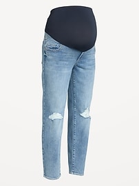 Image number 1 showing, Maternity Full-Panel Straight Ankle Jeans