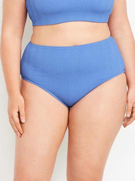 Image number 7 showing, High-Waisted Ribbed Bikini Swim Bottoms