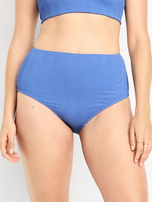Image number 5 showing, High-Waisted Ribbed Bikini Swim Bottoms