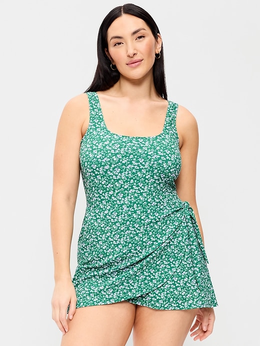 Image number 5 showing, Pique Side-Tie Swim Dress