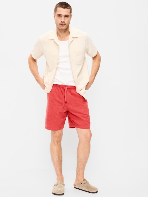 Linen-Blend Jogger Shorts -- 7-inch inseam
