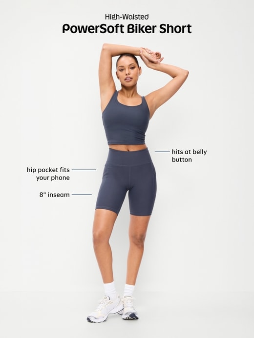 Image number 8 showing, High-Waisted PowerSoft Biker Shorts -- 8-inch inseam