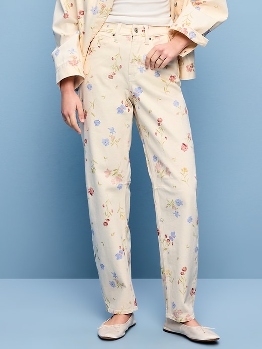 Image number 2 showing, High-Waisted Barrel Jeans