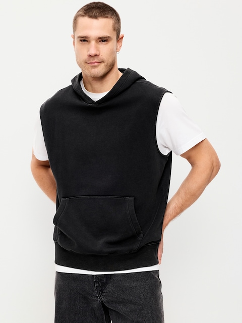 Sleeveless Washed Fleece Muscle Hoodie