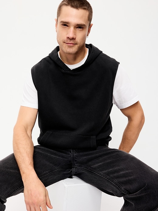 Image number 3 showing, Sleeveless Washed Fleece Muscle Hoodie