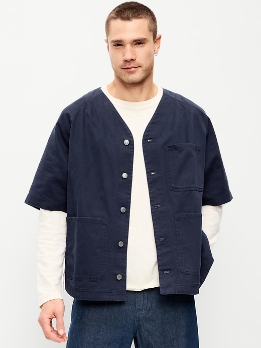 Image number 1 showing, Oversized Short-Sleeve Chore Shirt