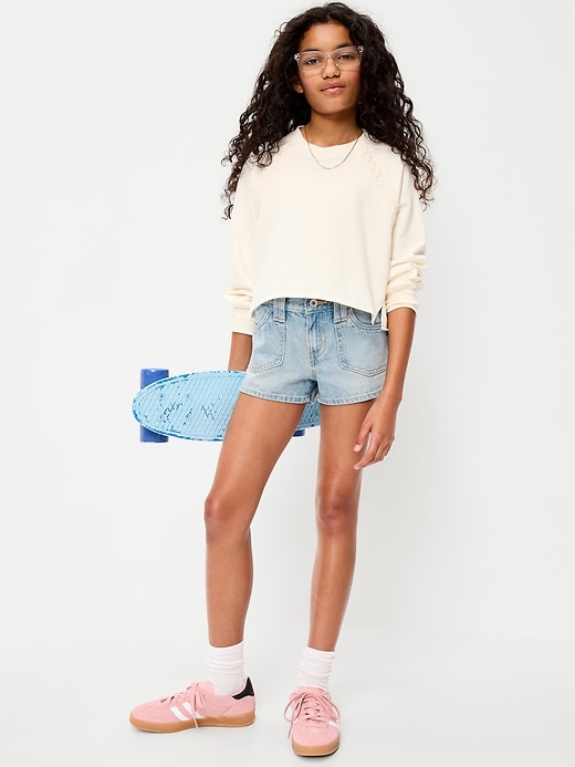 Image number 3 showing, Low-Rise Utility Jean Shorts for Girls