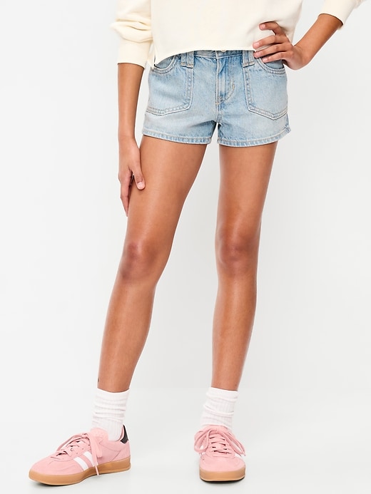 Image number 1 showing, Low-Rise Utility Jean Shorts for Girls