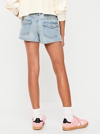 Image number 2 showing, Low-Rise Utility Jean Shorts for Girls
