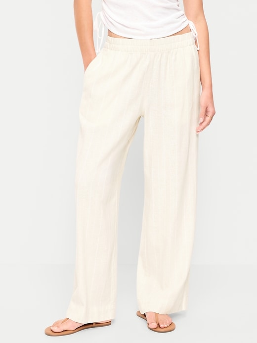 Image number 2 showing, High-Waisted Linen-Blend Super Wide-Leg Pants