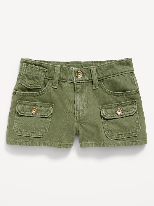 Image number 4 showing, Low-Rise Utility Jean Shorts for Girls