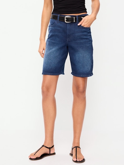 Image number 2 showing, High-Waisted Wow Bermuda Jean Shorts -- 9-inch inseam
