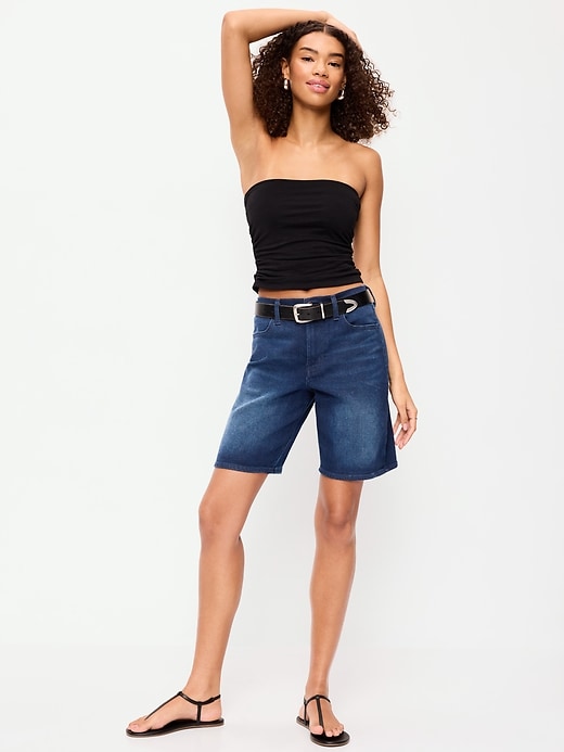 Image number 1 showing, High-Waisted Wow Bermuda Jean Shorts -- 9-inch inseam