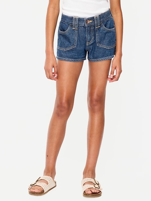 Image number 1 showing, Low-Rise Utility Jean Shorts for Girls