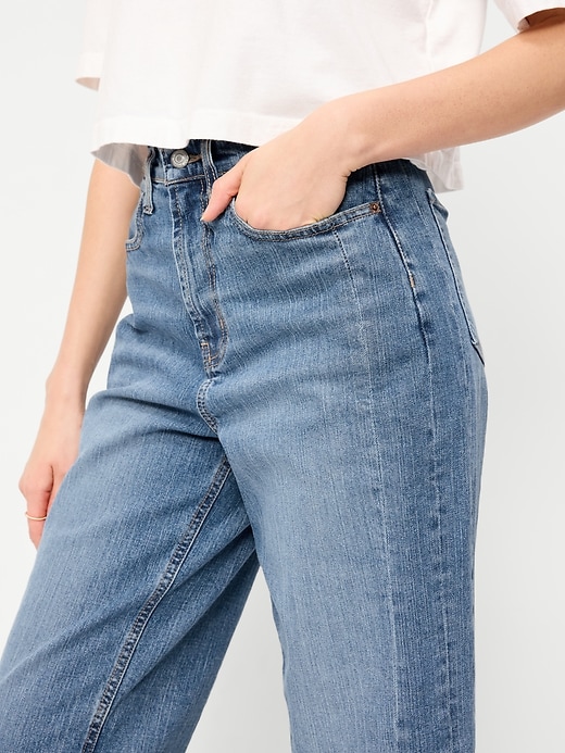 L'image numéro 5 présente Jean coupe baril à taille haute longueur cheville