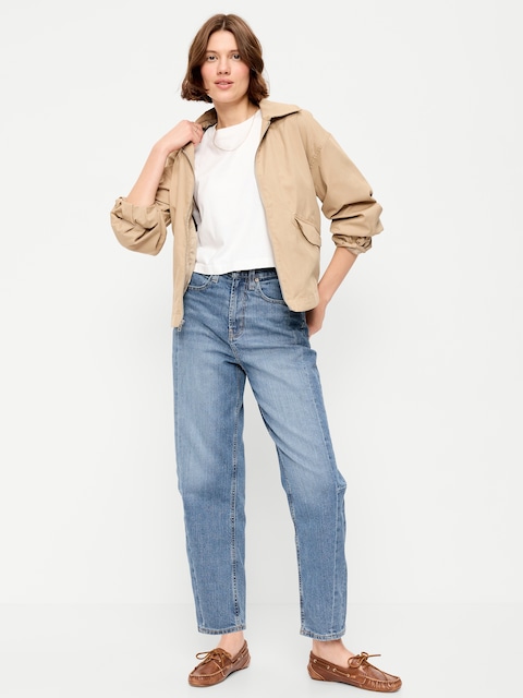 High-Waisted Barrel Ankle Jeans