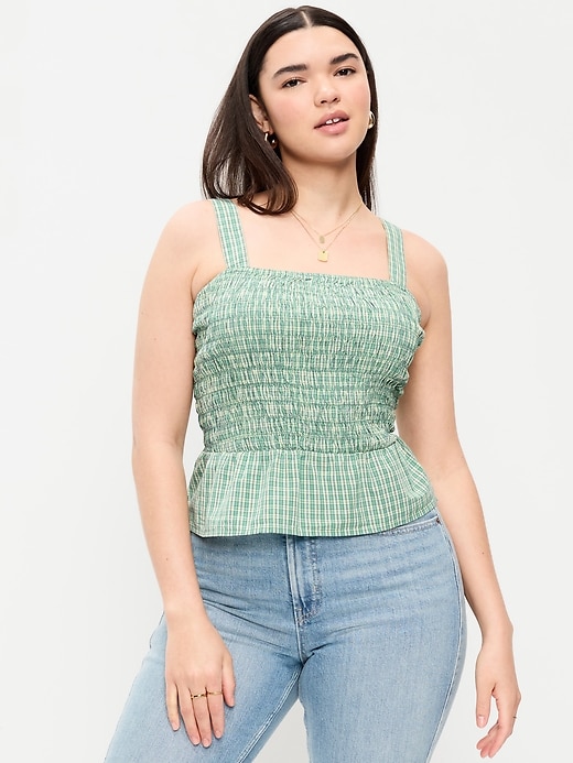 Image number 5 showing, Smocked Peplum Tank Top