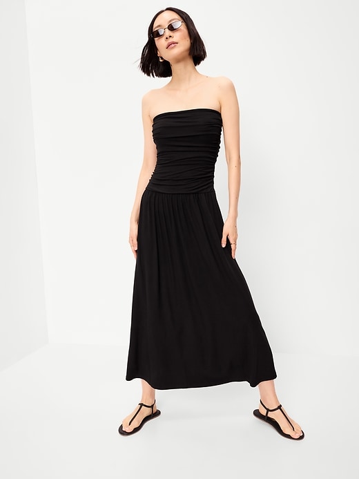 Image number 1 showing, Fit & Flare Drop-Waist Maxi Tube Dress