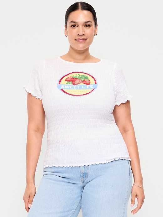 L'image numéro 8 présente Haut smocké à col fendu