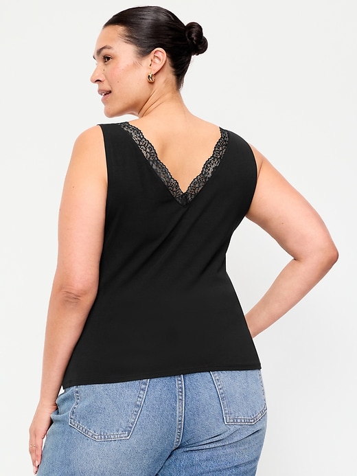 Image number 9 showing, Sleeveless Lace-Trim V-Neck Ribbed Top
