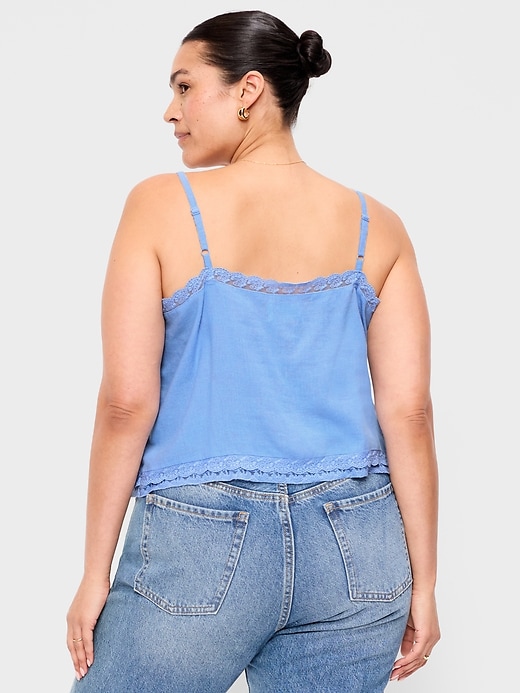 Image number 8 showing, Lace-Trim Linen-Blend Cami Tank Top