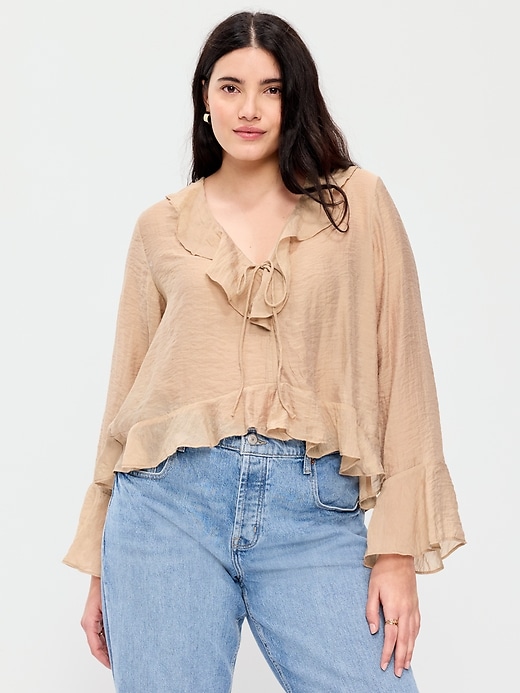 Image number 5 showing, Bell-Sleeve Ruffle Top