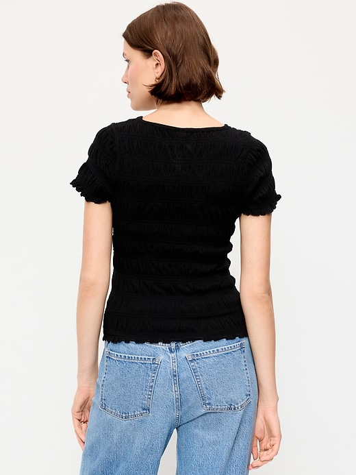 Image number 2 showing, Slit-Neck Smocked Top