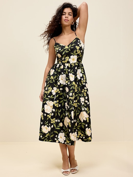 Image number 6 showing, The Occasion by Old Navy Fit & Flare Sleeveless Taffeta Midi Dress