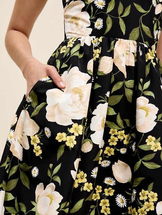 Image number 5 showing, The Occasion by Old Navy Fit & Flare Sleeveless Taffeta Midi Dress