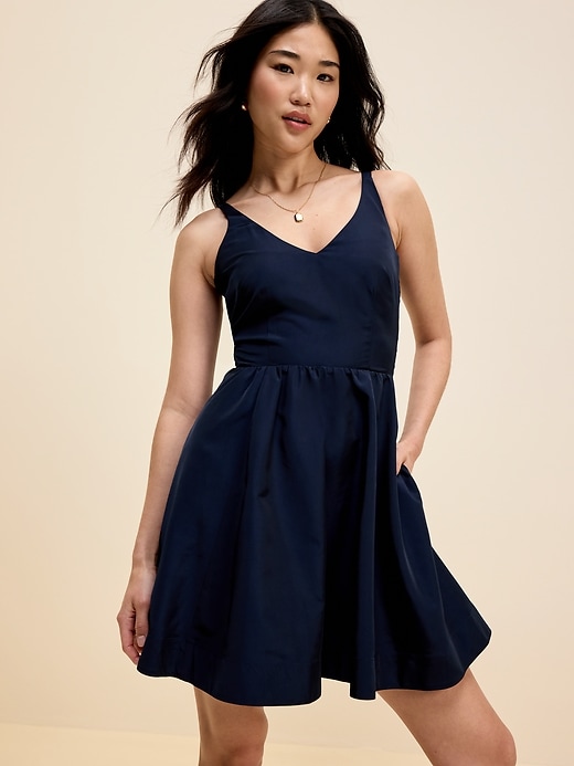 Image number 3 showing, The Occasion by Old Navy Fit & Flare Taffeta Mini Dress