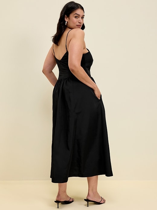 Image number 8 showing, The Occasion by Old Navy Fit & Flare Sleeveless Taffeta Midi Dress