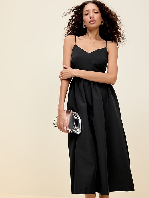 Image number 1 showing, The Occasion by Old Navy Fit & Flare Sleeveless Taffeta Midi Dress