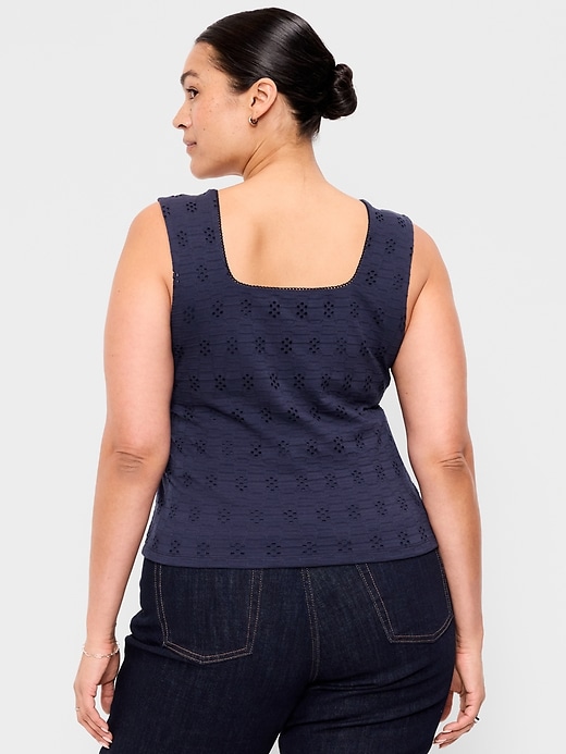 Image number 8 showing, Seamed-Bodice Eyelet Tank Top