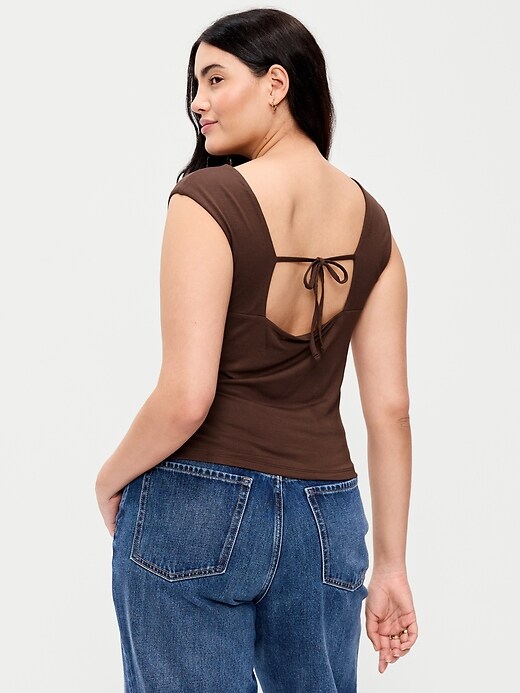 Image number 5 showing, Cap-Sleeve Tie-Back Top