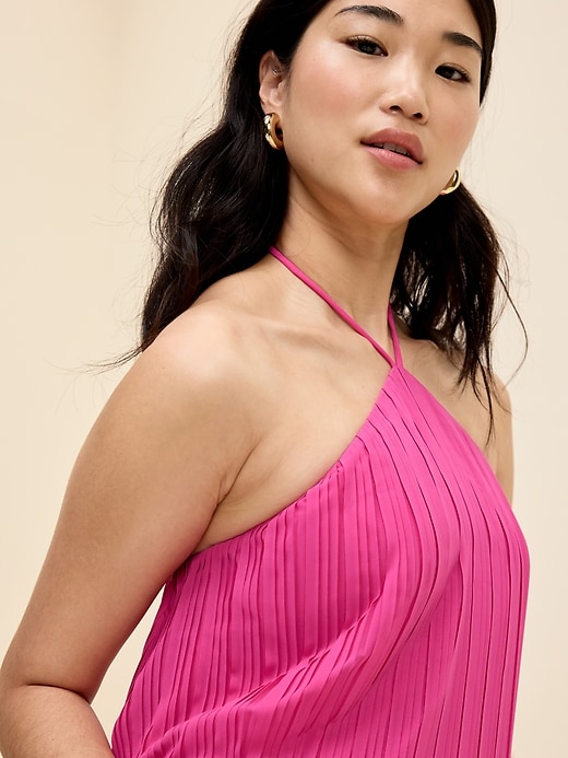 Image number 5 showing, The Occasion by Old Navy Pleated Halter Swing Mini Dress